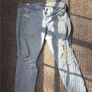 American Eagle Outfitters Light Blue Ripped Skinny Jeans